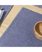 Set van 4 donkerblauwe Chambray placemats - 40x35 cm
