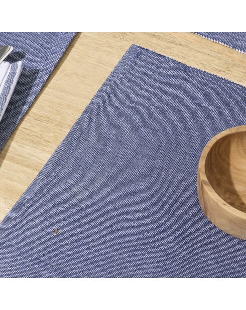 Set de 4 manteles individuales de cambray azul oscuro, 40 x 35 cm