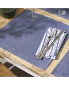 Set van 4 donkerblauwe Chambray placemats - 40x35 cm