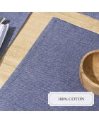 Set van 4 donkerblauwe Chambray placemats - 40x35 cm