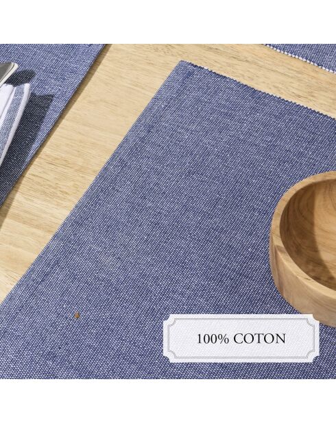 Set de 4 manteles individuales de cambray azul oscuro, 40 x 35 cm