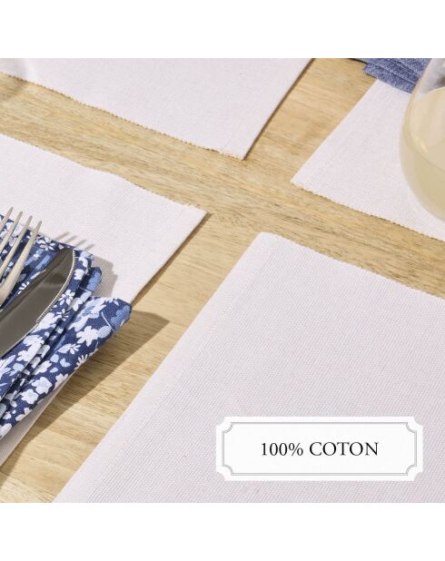 Set de 4 manteles individuales Chambray, color blanco roto, 40 x 35 cm