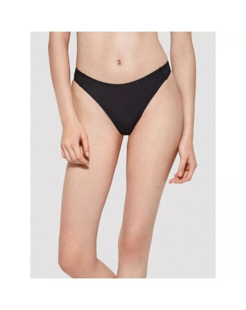 Tanga de bikini tissu uni noir