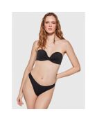 Tanga de bikini tissu uni noir