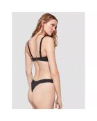 Tanga de bikini tissu uni noir