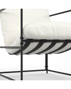 Fauteuil Penelope en tissu blanc et pieds métal noirs - 58x67x62 cm