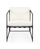 Fauteuil Penelope en tissu blanc et pieds métal noirs - 58x67x62 cm
