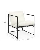 Fauteuil Penelope en tissu blanc et pieds métal noirs - 58x67x62 cm