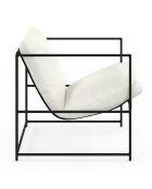 Fauteuil Penelope en tissu blanc et pieds métal noirs - 58x67x62 cm
