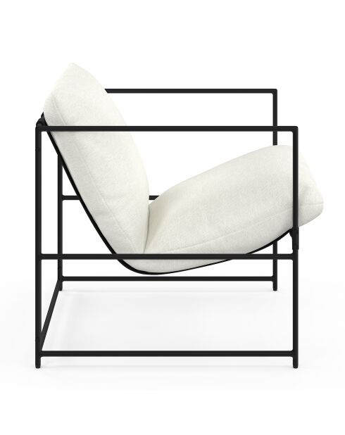 Fauteuil Penelope en tissu blanc et pieds métal noirs - 58x67x62 cm