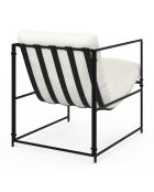 Fauteuil Penelope en tissu blanc et pieds métal noirs - 58x67x62 cm