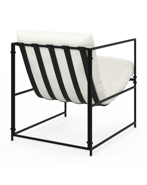 Fauteuil Penelope en tissu blanc et pieds métal noirs - 58x67x62 cm