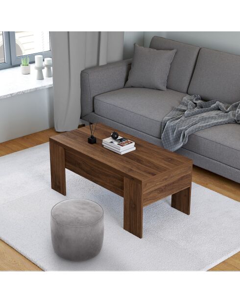 Opklapbare salontafel met walnooteffect - 100x50x45 cm