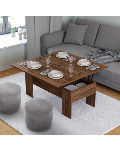 Opklapbare salontafel met walnooteffect - 100x50x45 cm