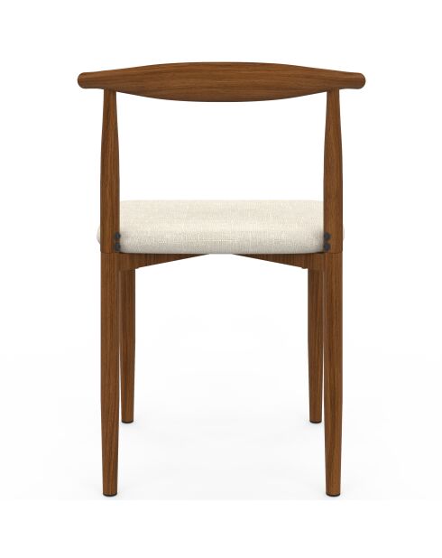 Lot de 6 Chaises Adam tissu beige pieds effet bois noyer - 50x48x74 cm