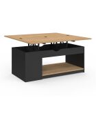 Table basse Elina relevable bois et noire - 100x50x42,5 cm