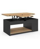 Table basse Elina relevable bois et noire - 100x50x42,5 cm