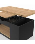 Table basse Elina relevable bois et noire - 100x50x42,5 cm