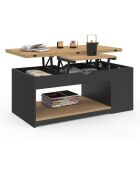 Table basse Elina relevable bois et noire - 100x50x42,5 cm