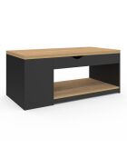 Table basse Elina relevable bois et noire - 100x50x42,5 cm