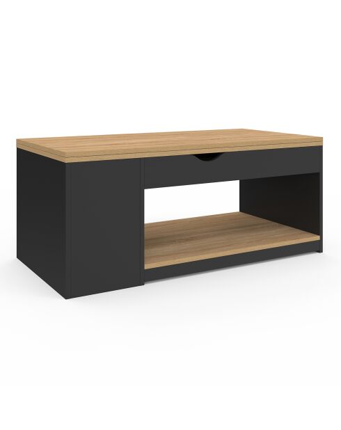 Table basse Elina relevable bois et noire - 100x50x42,5 cm