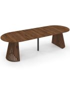 Table à manger ronde extensible Camélia effet noyer - 300x110x75 cm