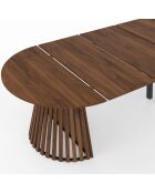 Table à manger ronde extensible Camélia effet noyer - 300x110x75 cm