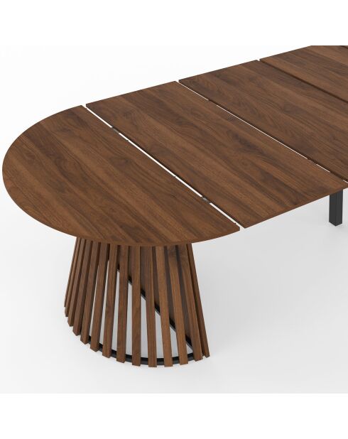 Camélia ronde uitschuifbare eettafel met walnooteffect - 300x110x75 cm