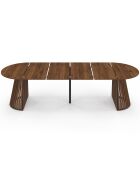 Table à manger ronde extensible Camélia effet noyer - 300x110x75 cm