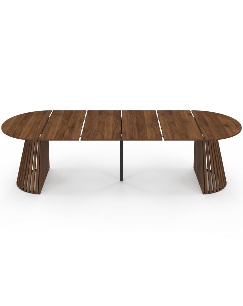 Camélia ronde uitschuifbare eettafel met walnooteffect - 300x110x75 cm