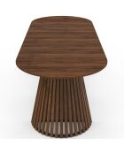 Table à manger ronde extensible Camélia effet noyer - 300x110x75 cm