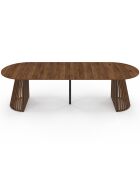 Table à manger ronde extensible Camélia effet noyer - 300x110x75 cm