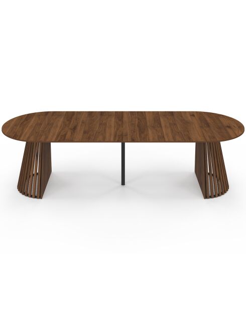 Camélia ronde uitschuifbare eettafel met walnooteffect - 300x110x75 cm