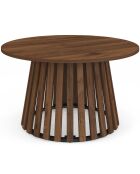 Runder Couchtisch Camélia mit Lattenbeinen in Nussbaumoptik - 70x70x40 cm