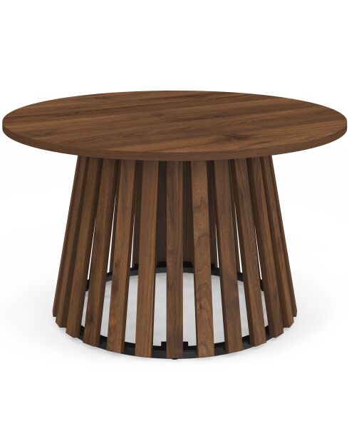 Runder Couchtisch Camélia mit Lattenbeinen in Nussbaumoptik - 70x70x40 cm