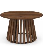 Runder Couchtisch Camélia mit Lattenbeinen in Nussbaumoptik - 70x70x40 cm