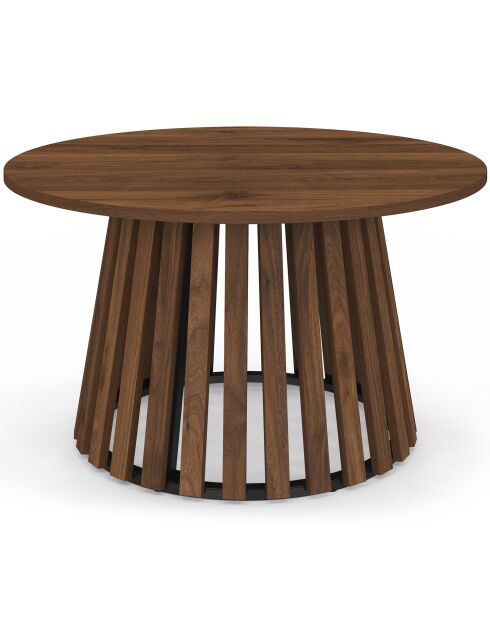 Runder Couchtisch Camélia mit Lattenbeinen in Nussbaumoptik - 70x70x40 cm