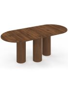 Table à manger extensible Albane avec 3 pieds pylône effet noyer - 200x90x75 cm