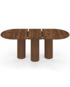 Table à manger extensible Albane avec 3 pieds pylône effet noyer - 200x90x75 cm