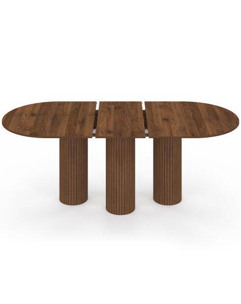 Table à manger extensible Albane avec 3 pieds pylône effet noyer - 200x90x75 cm