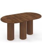 Table à manger extensible Albane avec 3 pieds pylône effet noyer - 200x90x75 cm