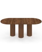 Table à manger extensible Albane avec 3 pieds pylône effet noyer - 200x90x75 cm