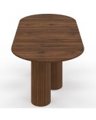 Table à manger extensible Albane avec 3 pieds pylône effet noyer - 200x90x75 cm