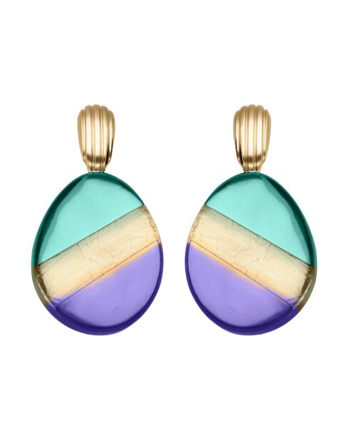 Boucles d'oreilles Paradis aurore vertes et violettes