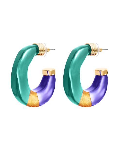 Créoles Paradis aurore vertes et violettes
