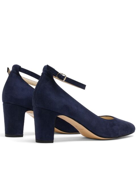 Escarpins Dominique en daim bleu - Talon : 6,5cm