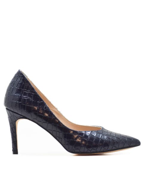 Escarpins Camile en cuir effet crocodile marine