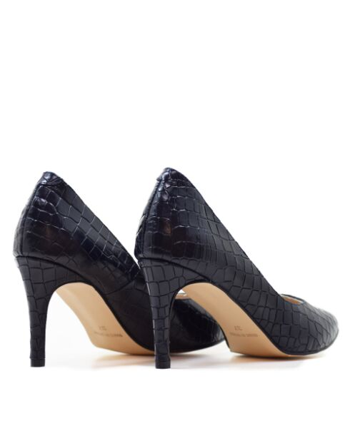 Escarpins Camile en cuir effet crocodile marine