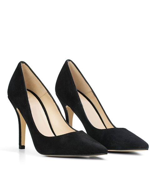 Escarpins à Talon : en daim Heidi noirs - Talon : 9,5cm