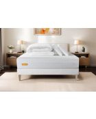 Pack lit complet Memo Bio blanc - matelas + sommier blancs + 2 oreillers + couette - 140 × 190 cm